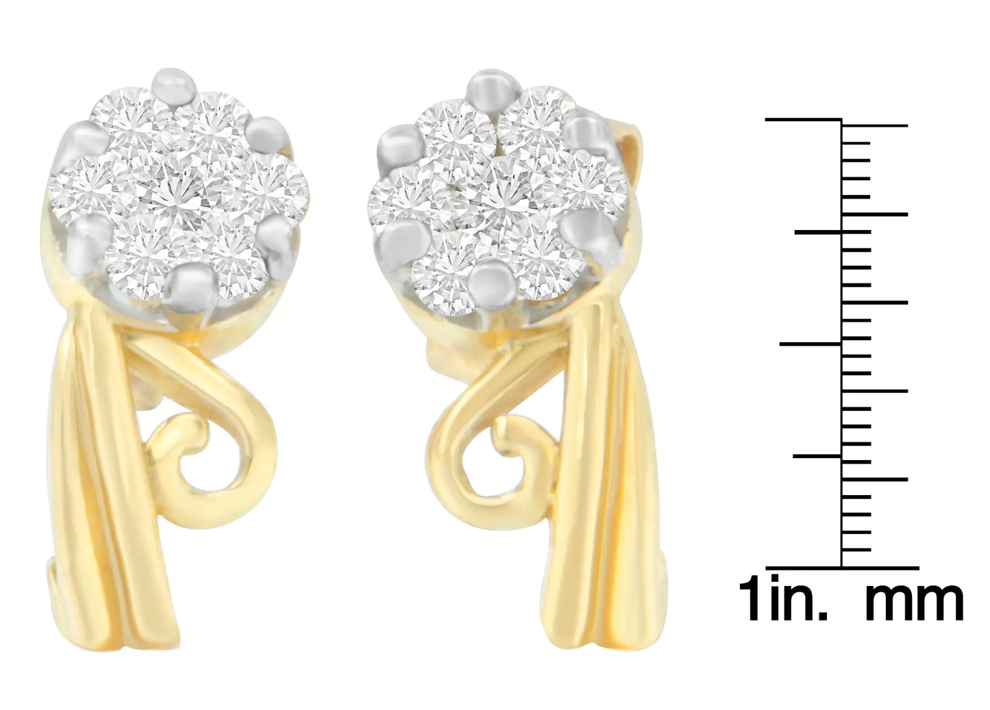 Aretes de oro amarillo de 14 quilates con diamantes de talla redonda de 1/2 ct (IJ, SI2-I1)