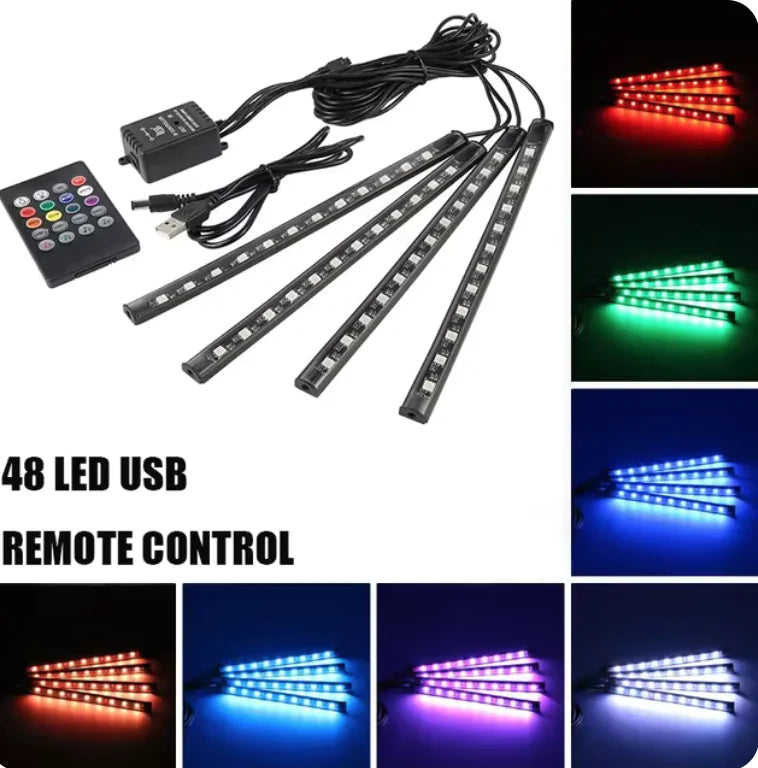 Luzes de LED Controladas por Música para Pés de Carro