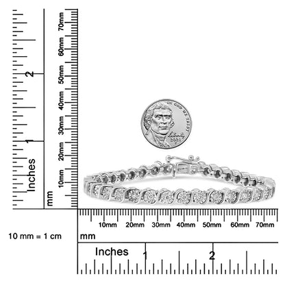 14K 白金 1.00 克拉实验室培育钻石圆形奇迹板和“S”形链网球手链（FG 颜色，VS2-SI1 净度）尺寸 7 英寸