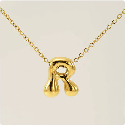 Women's Glossy Bubble Letter Pendant Necklace