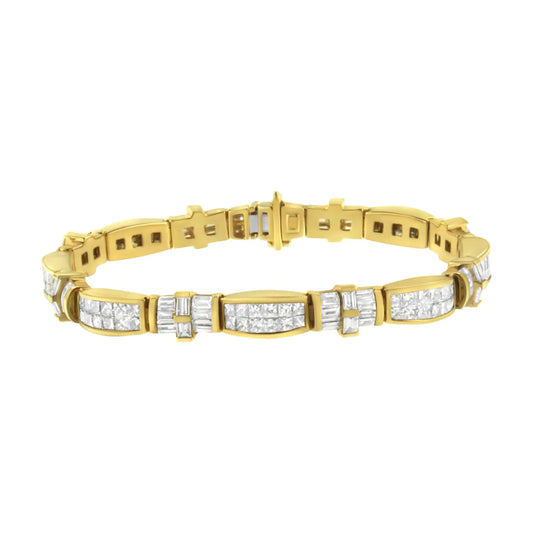 Pulsera de eternidad "Lazos de Amor" de oro amarillo de 14 quilates con diamantes multitallados (11,25 cts, color GH, claridad VS1-VS2)