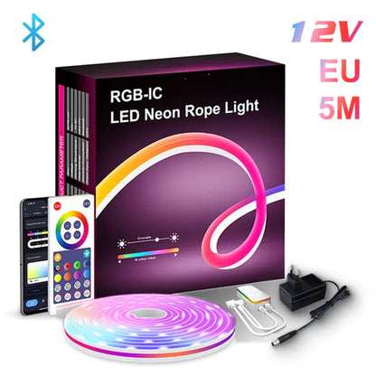 Barra de Luz Neon LED RGB 与 WiFi、App 和 Voz 控制、音乐功能 – 电视照明和环境装饰的理想选择