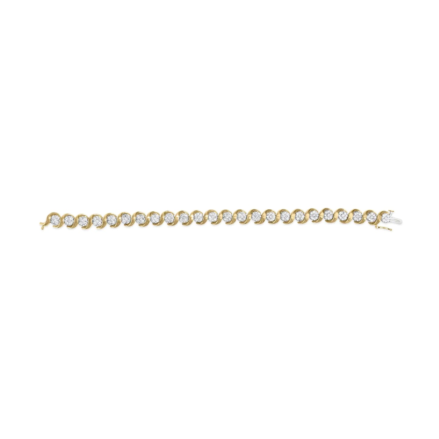 10K Yellow Gold 4.00 Cttw Round-Cut Diamond Floral Link 7.5" Bracelet (H-I Color, I2-I3 Clarity)