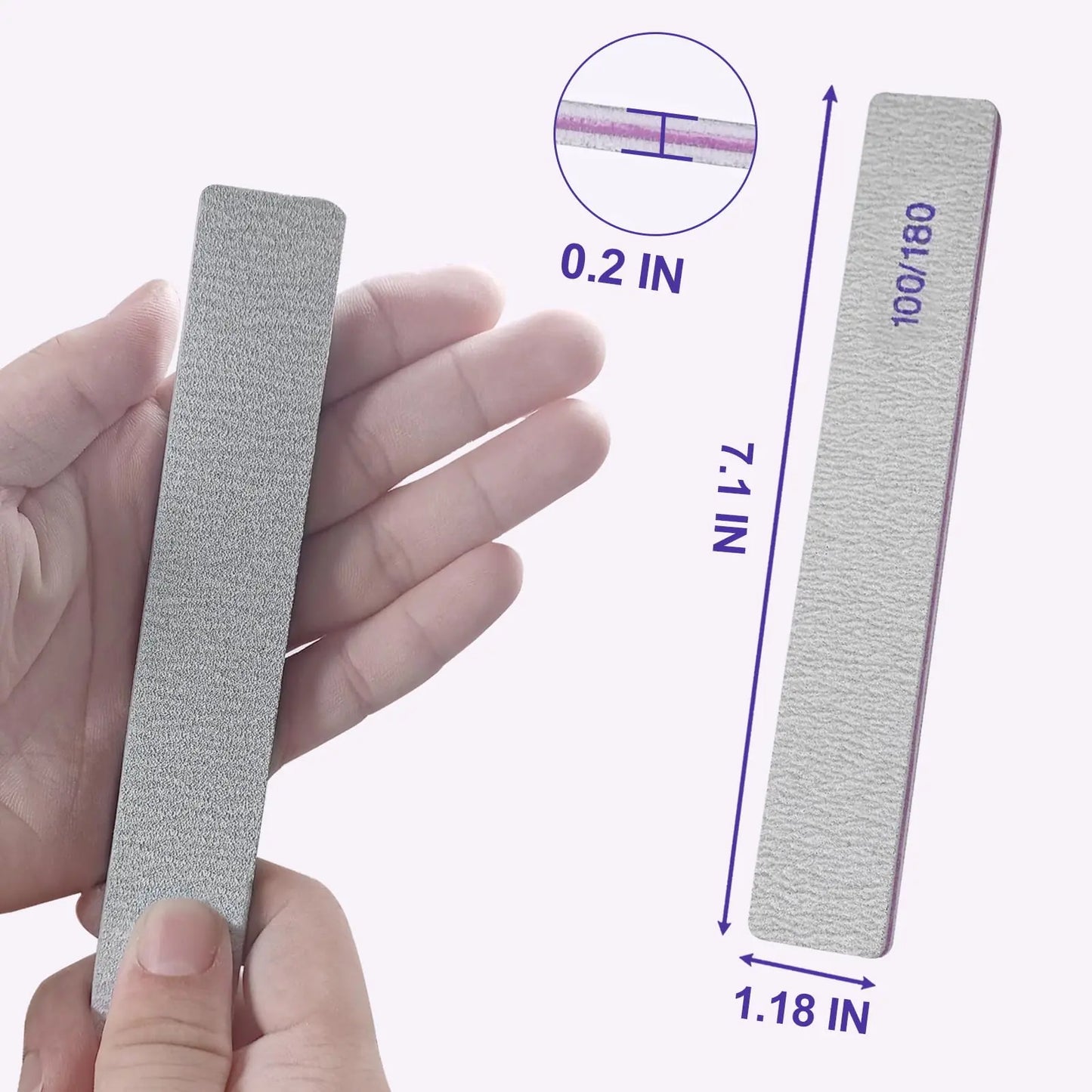 Nail Files (50 Pack), 100/180 Grit Emery Boards Nail File for Natural Nails and Acrylic Nails, Double Sided Emory Boards limas para unas acrilicas Profesional Fingernail Filer Reusable Manicure Gray 50 Pcs 100/180 Grit Rectangular