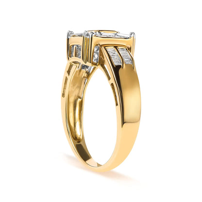 10K Yellow Gold 1/2 Cttw Diamond Composite and Halo Ring (H-I Color, SI1-SI2 Clarity)