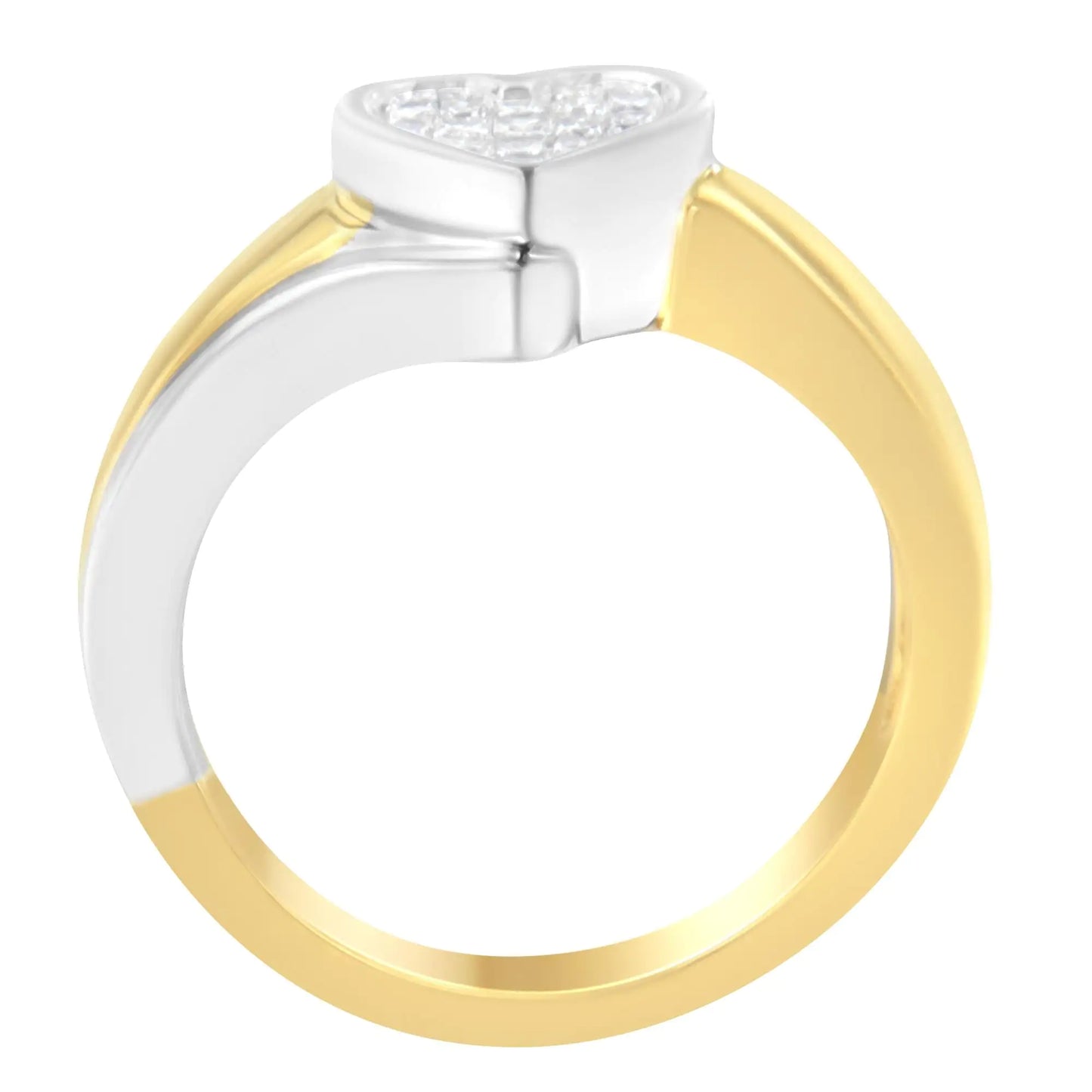 14K kahetooniline kuldne printsessilõikega teemantsõrmus Heart Promise (1/4 Cttw, HI Color, I1-I2 Clarity)