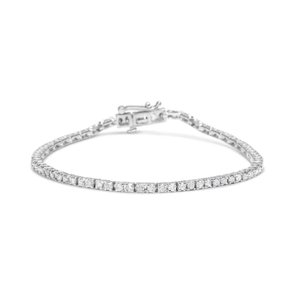 Pulsera de tenis clásica de eslabones con diamantes de 2,0 quilates en plata de ley 925 (color IJ, claridad I2-I3) - 18,7 cm