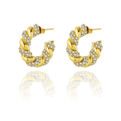 Gold - Plated Crescent Earrings - Catch Cards