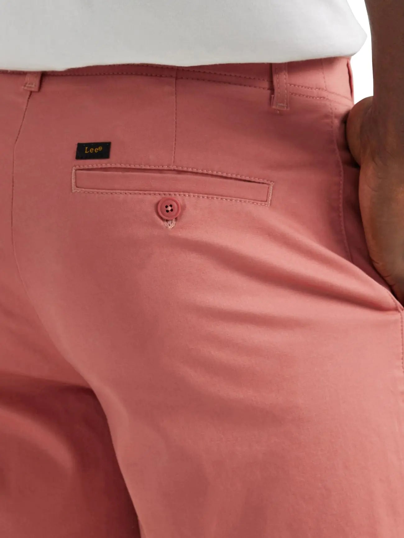 Pantalón corto Lee Extreme Motion Flat Front para hombre, talla 33, color rosa arcilla