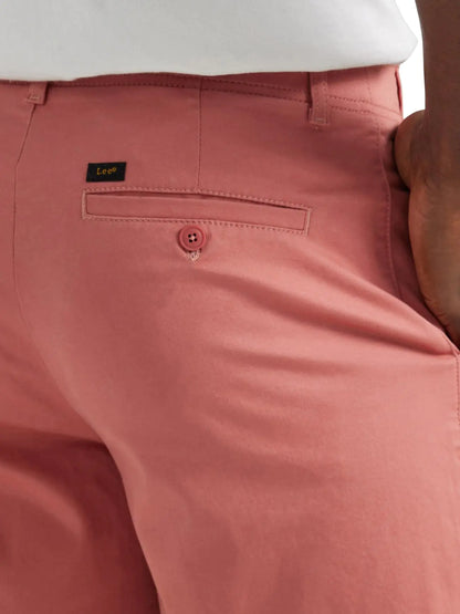 Pantalón corto Lee Extreme Motion Flat Front para hombre, talla 33, color rosa arcilla