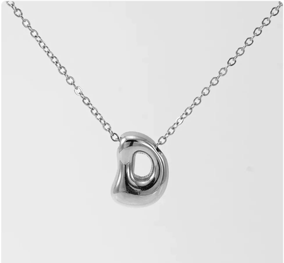 Women's Glossy Bubble Letter Pendant Necklace