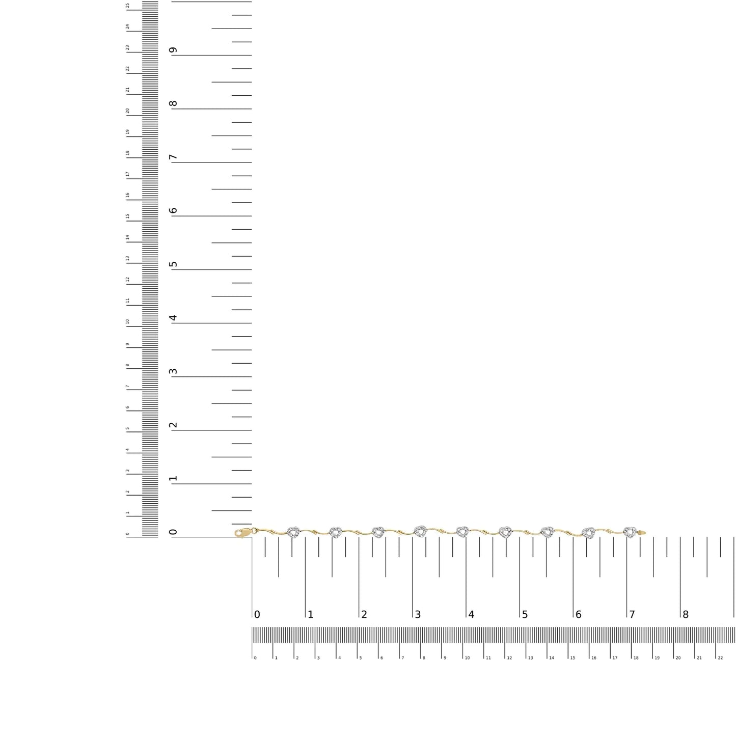 10k kahetooniline kuld 1/3 Cttw teemantsillutisega sillutuskomplekt südamega S-Link 7,25" käevõru (IJ värv, I2-I3 Clarity)