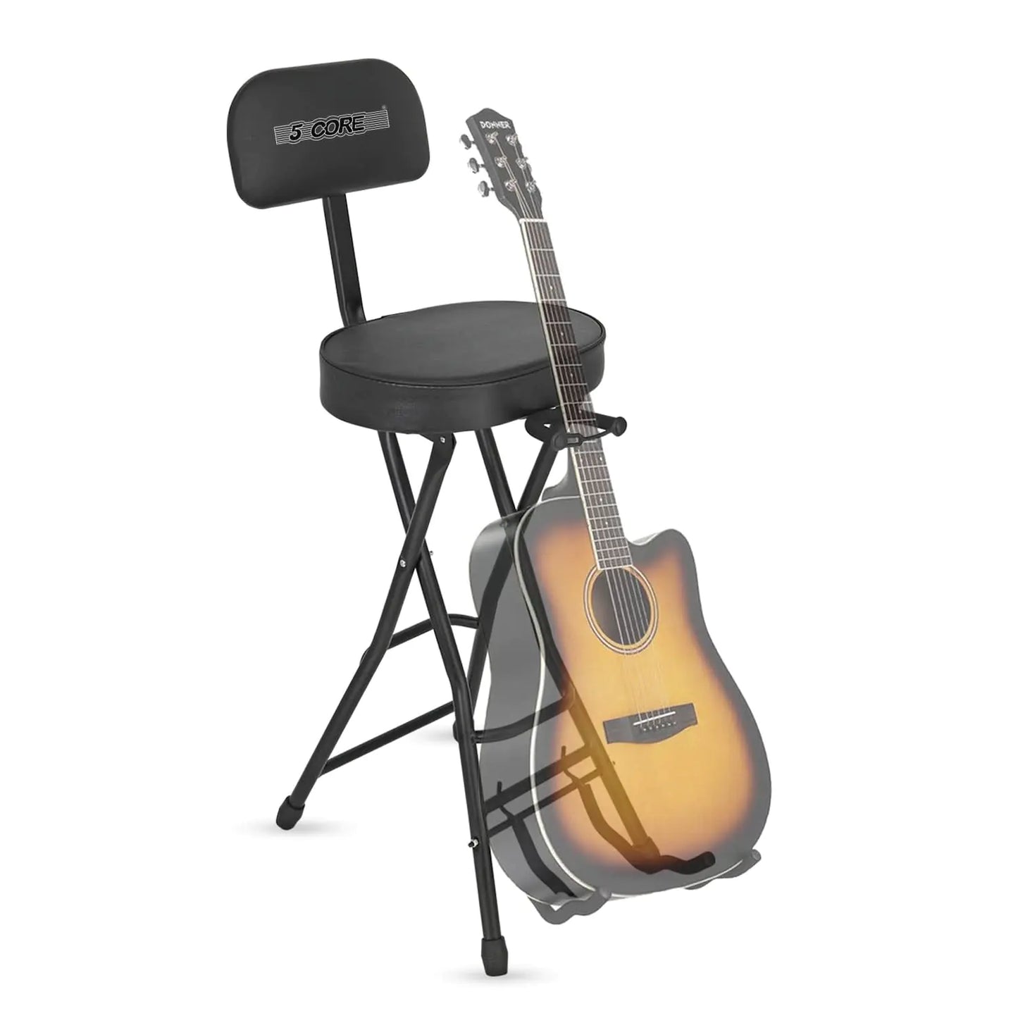 Banco de Guitarra 5Core Ajustável com Encosto, Assento Acolchoado e Suporte para Partitura OVAL 