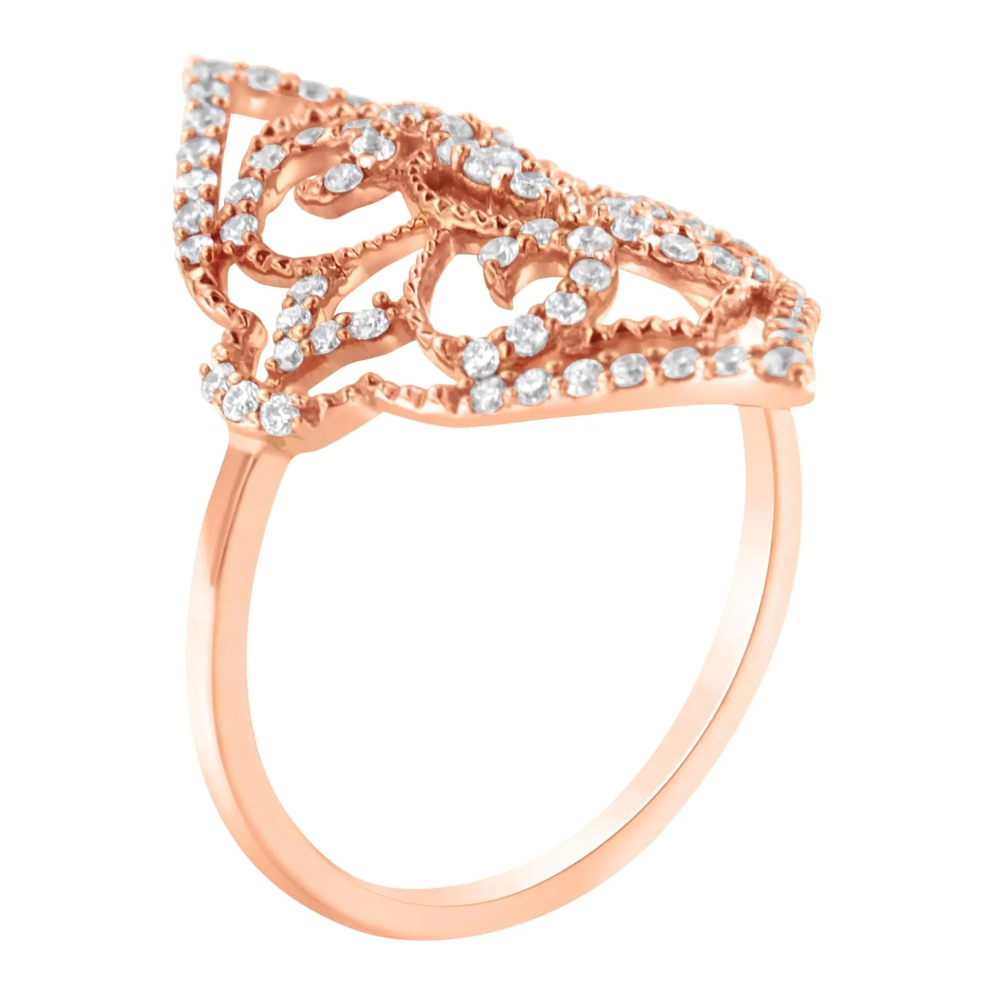 10K Rose Gold Diamond Cocktail Ring (1/2 Cttw, H-I Color, I1-I2 Clarity)