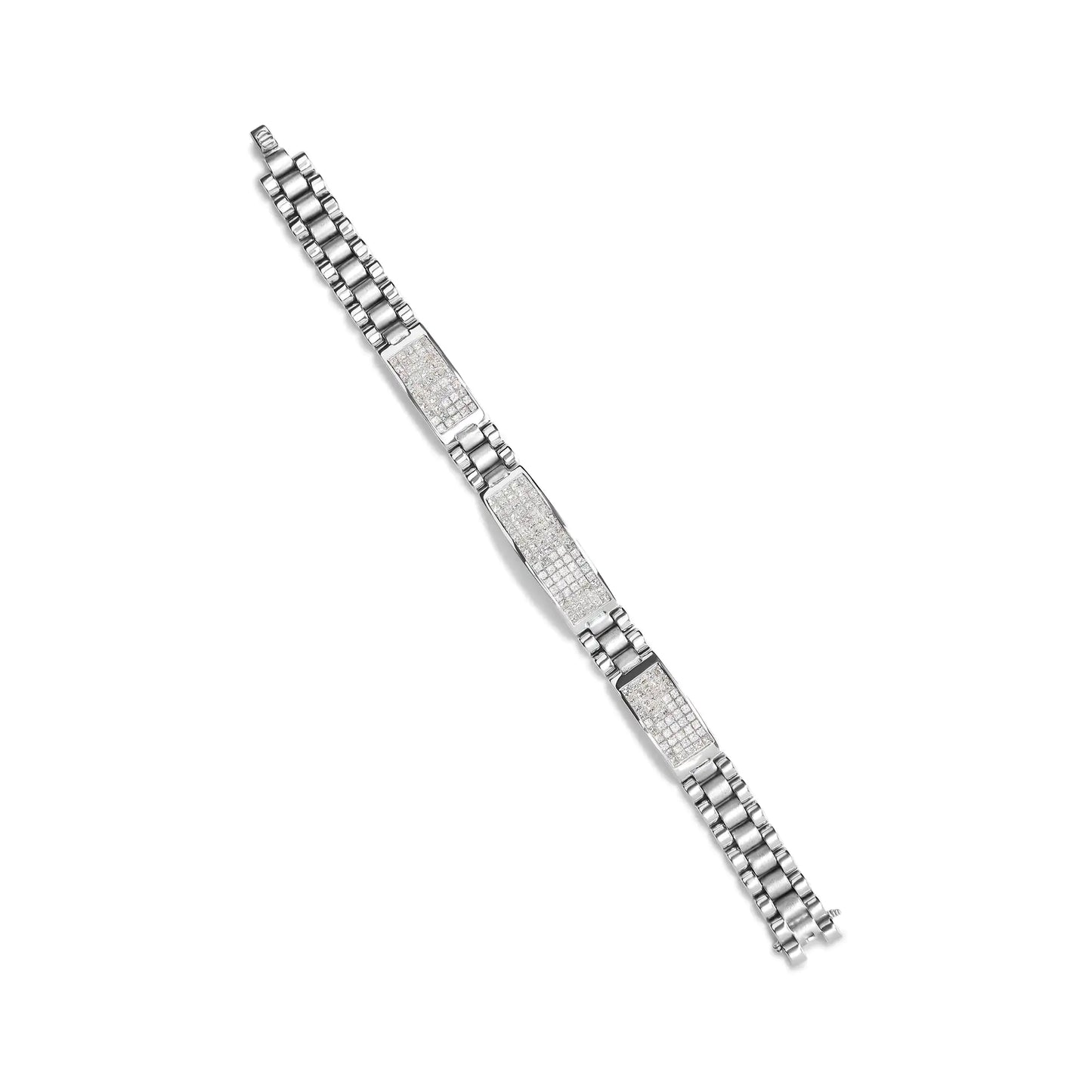 14K hvitt gull 12,0 Cttw menns usynlige sett Princess Diamond tennisarmbånd (GH farge, VS1-VS2 klarhet) - størrelse 8,5" tommer