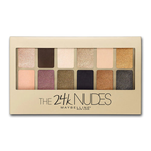 Paleta de sombras de ojos Maybelline The 24K Nudes Gold, 12 tonos pigmentados mate y brillantes, polvos difuminables, 1 unidad