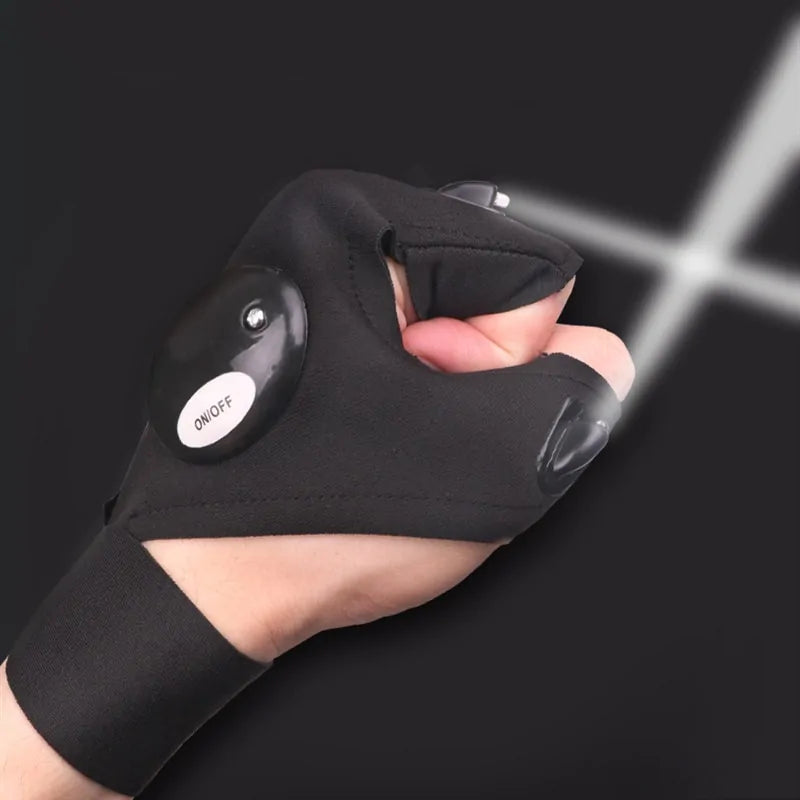 Outdoor LED Fingerless Glove providing you with hands-free illumination for tasks such as camping, hiking, fishing, and more. With its fingerless design, you can easily perform intricate tasks while keeping your hands warm and protected.