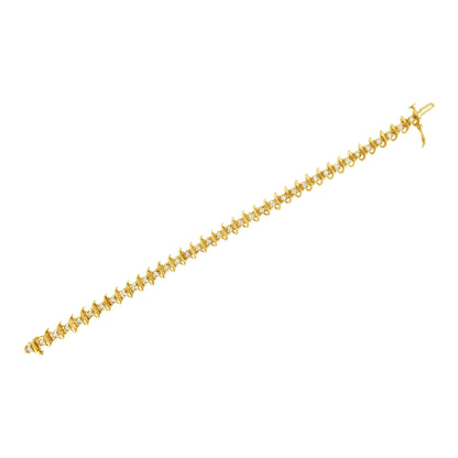 Pulsera de eslabones de diamantes engastados en garras de 1 ct (JK, I1-I2) en plata de ley 925 bañada en oro amarillo de 10 kt - 7,5"