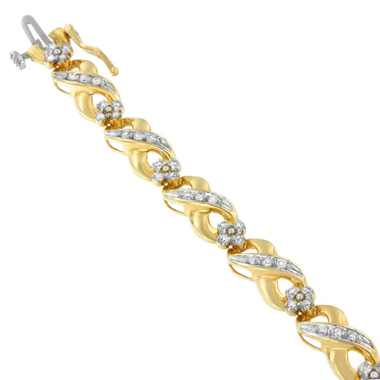 Pulsera "Amor Infinito" de oro amarillo de 14 quilates con diamantes de talla redonda (1,00 ct, color IJ, claridad I2-I3)