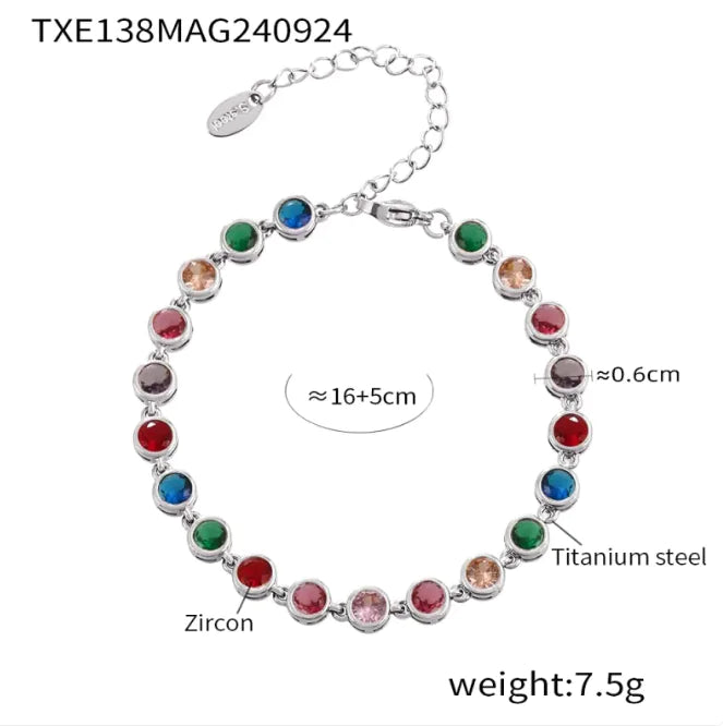 Titanium stål Zircon Color Mix Armbånd &amp; Halskjede Sett