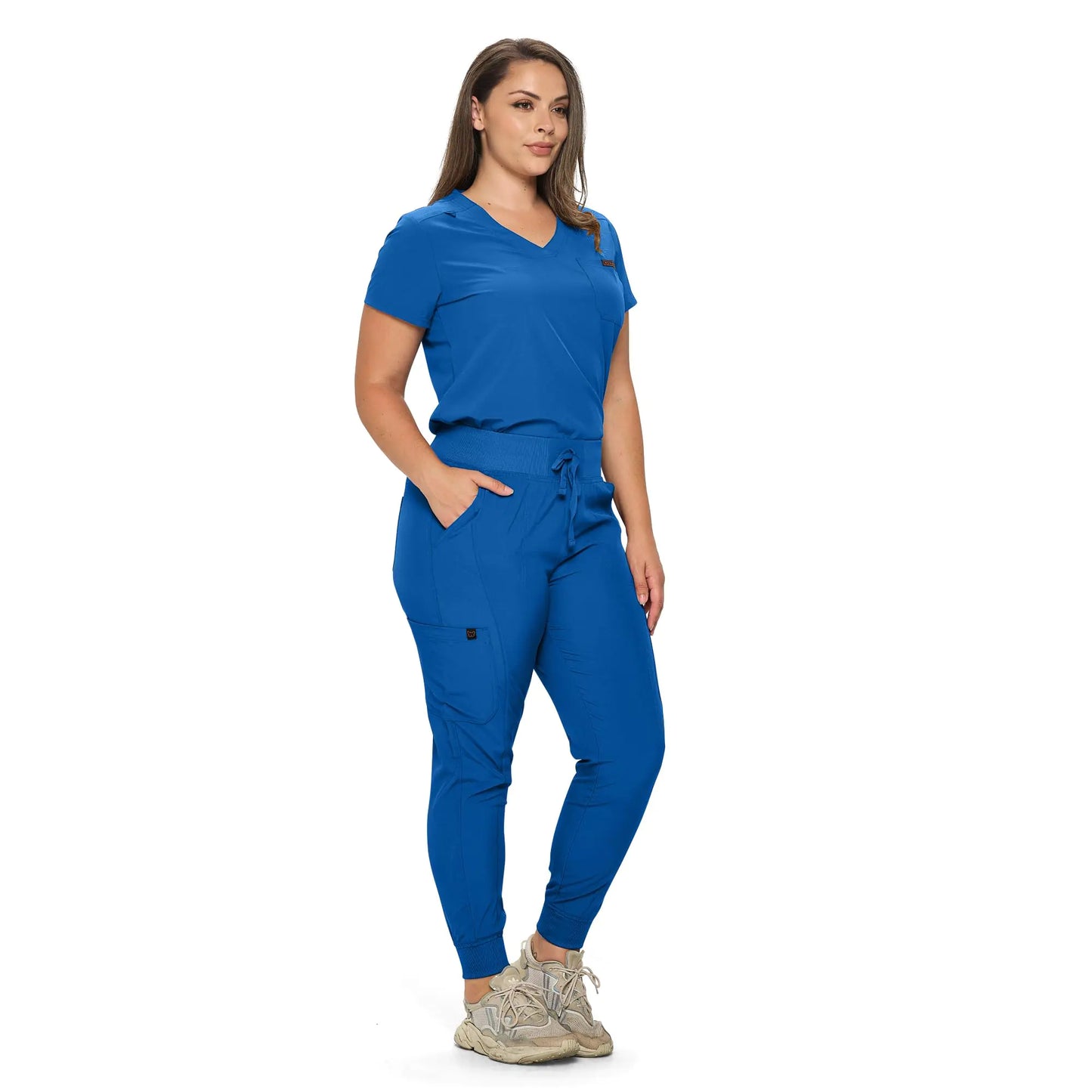 MONARCH UNIFORMS Stretchy Scrubs Jogger Scrub Set for kvinner i vanlige og Petite Jogger Scrubs med Tuck-In topp for kvinner Royal Blue X-Small