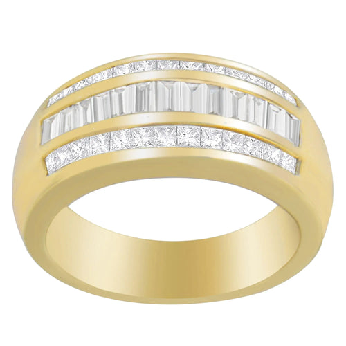 14K gult gull 1 karat. TDW Princess and Baguette-Cut Diamond Ring (HI, SI1-SI2)