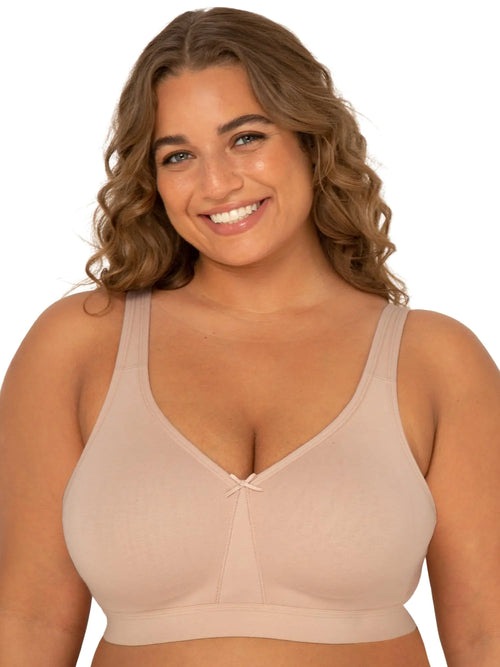 Fruit of the Loom Fit for Me Women's Plus-Size Wireless Cotton Bra, Available in Multi Packs! 46D Sand