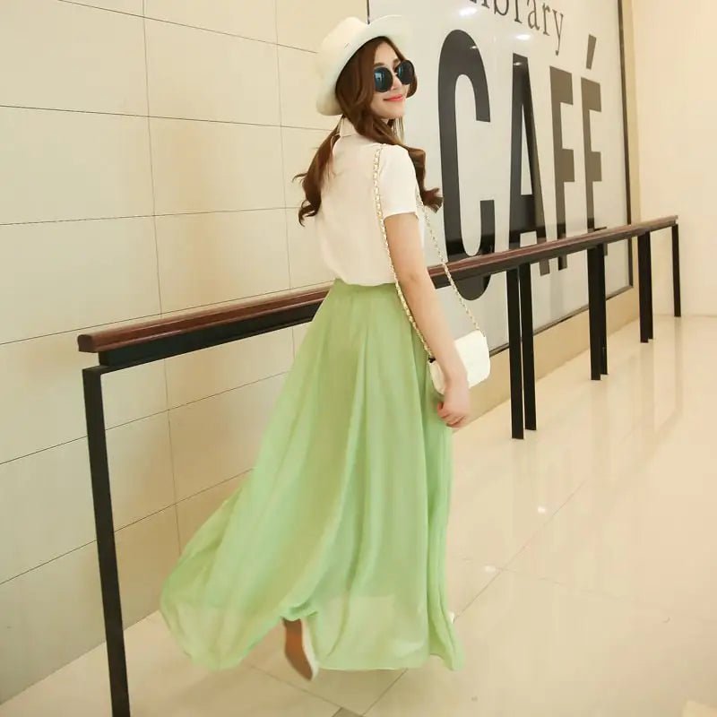 Half - Length Plus Size High Waist Chiffon Skirt - Catch Cards