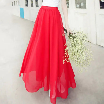 Half - Length Plus Size High Waist Chiffon Skirt - Catch Cards