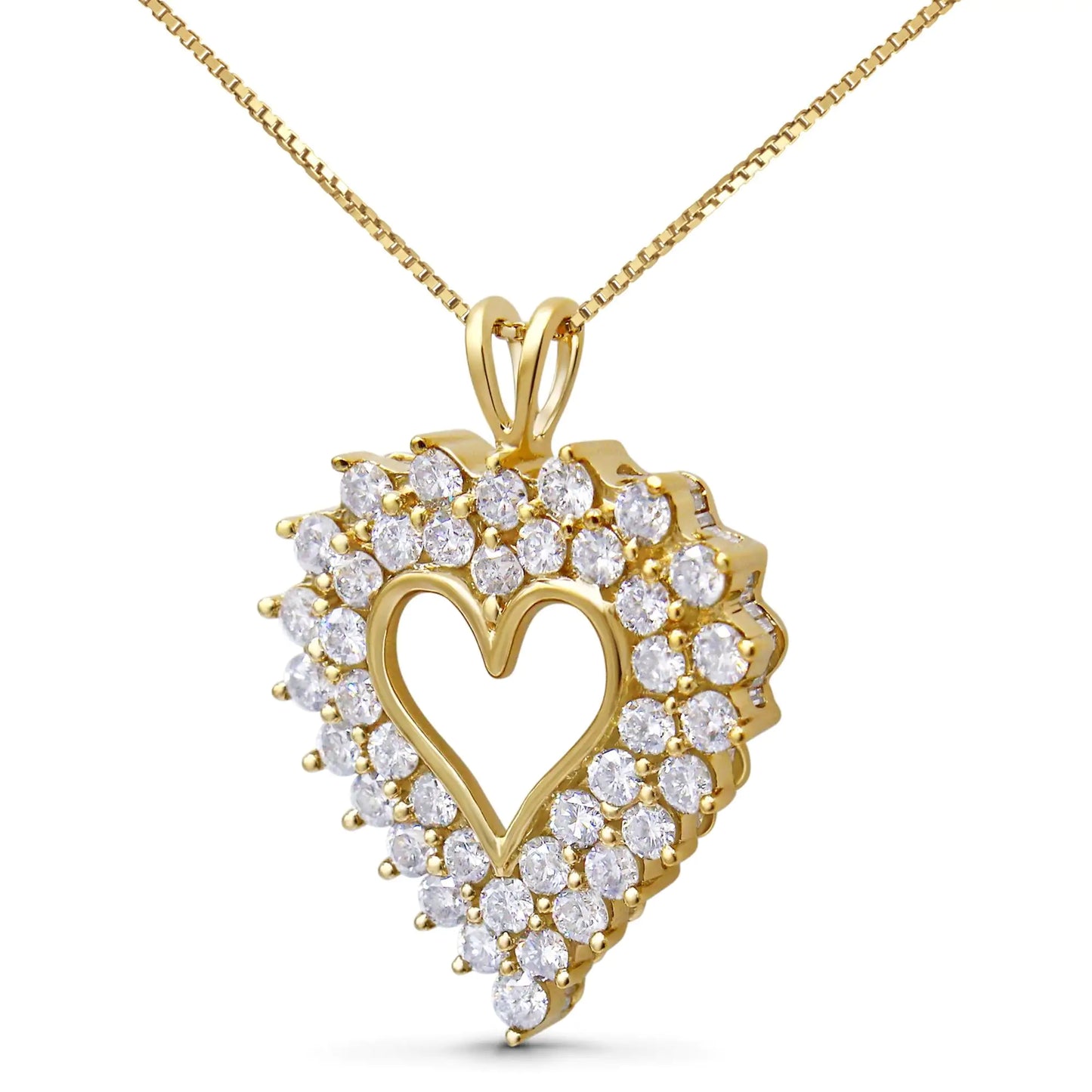 14K gult gullbelagt .925 sterlingsølv 4.0 Cttw Diamond Shadow Frame Heart 18" anhengskjede (JK Color, I1-I2 Clarity)