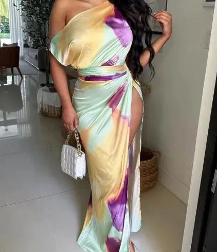 High Slit Tie - Dye Dress - Catch Cards