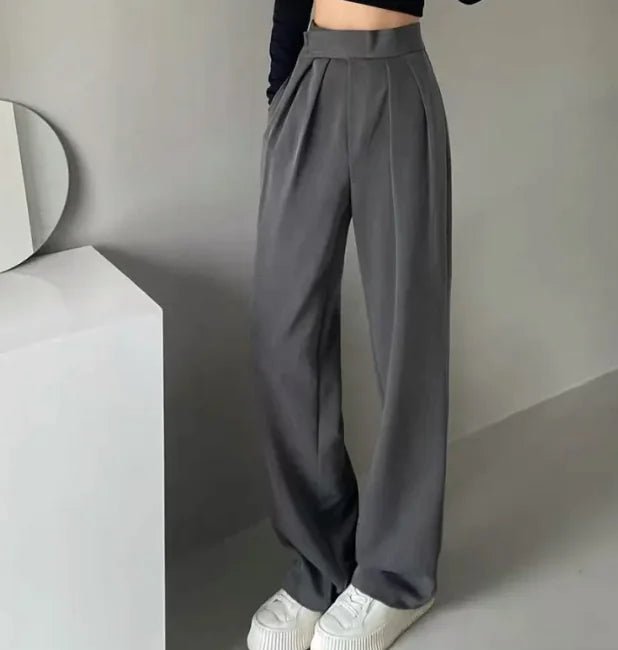High Waist Loose Straight - leg Pants - Catch Cards