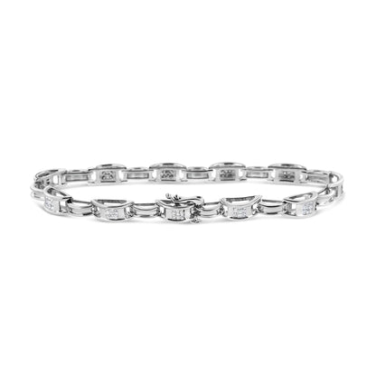 14K hvitt gull 1,0 Cttw usynlig sett Princess Diamond tennisarmbånd med vekslende ledd (IJ-farge, I1-I2 klarhet) - 7,25"