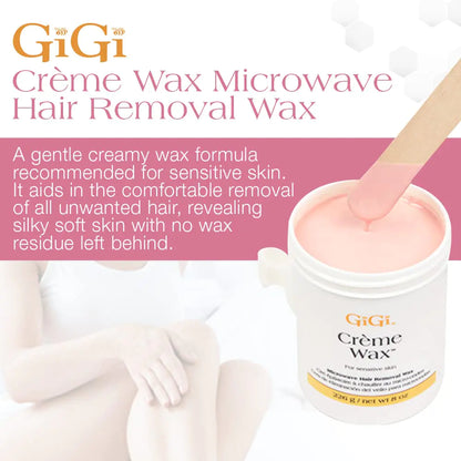 GiGi Crème Wax for Sensitive Skin - Microwave Hair Removal Wax, 8 Ounces Creme Wax