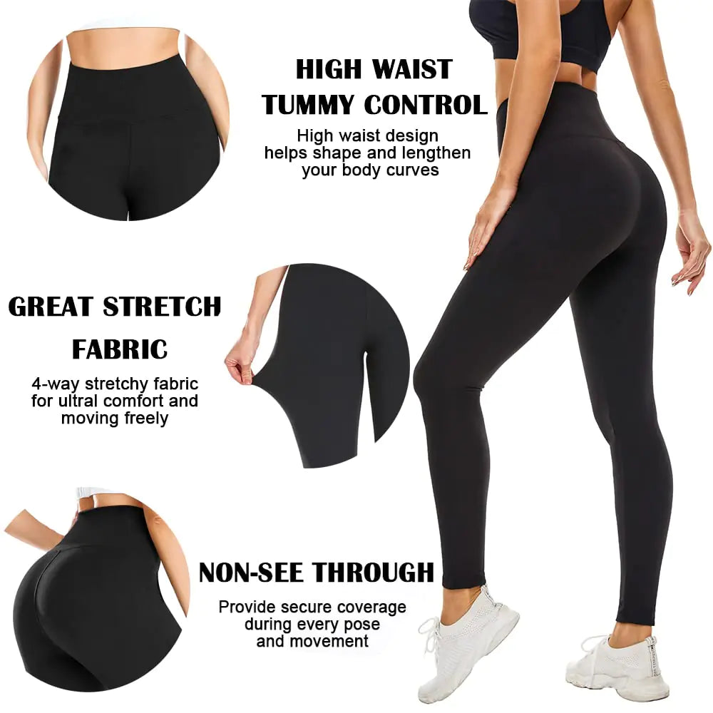 FULLSOFT 3-pack leggings for kvinner Høyt midjet myk magekontroll yogabukser for trening Atletisk løping Reg &amp; Plus Størrelse XX-Large-3X-Large 3-pakning svart, brun, mørkegrønn