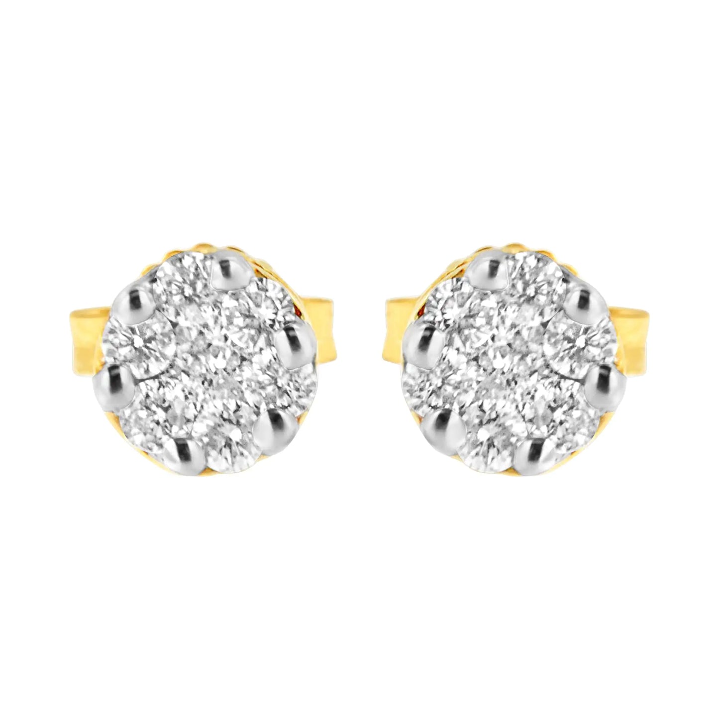 Aretes de oro amarillo de 14 quilates con diamantes de talla redonda de 1/2 ct (HI, SI2-I1)