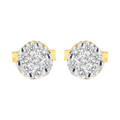 Aretes de oro amarillo de 14 quilates con diamantes de talla redonda de 1/2 ct (HI, SI2-I1)