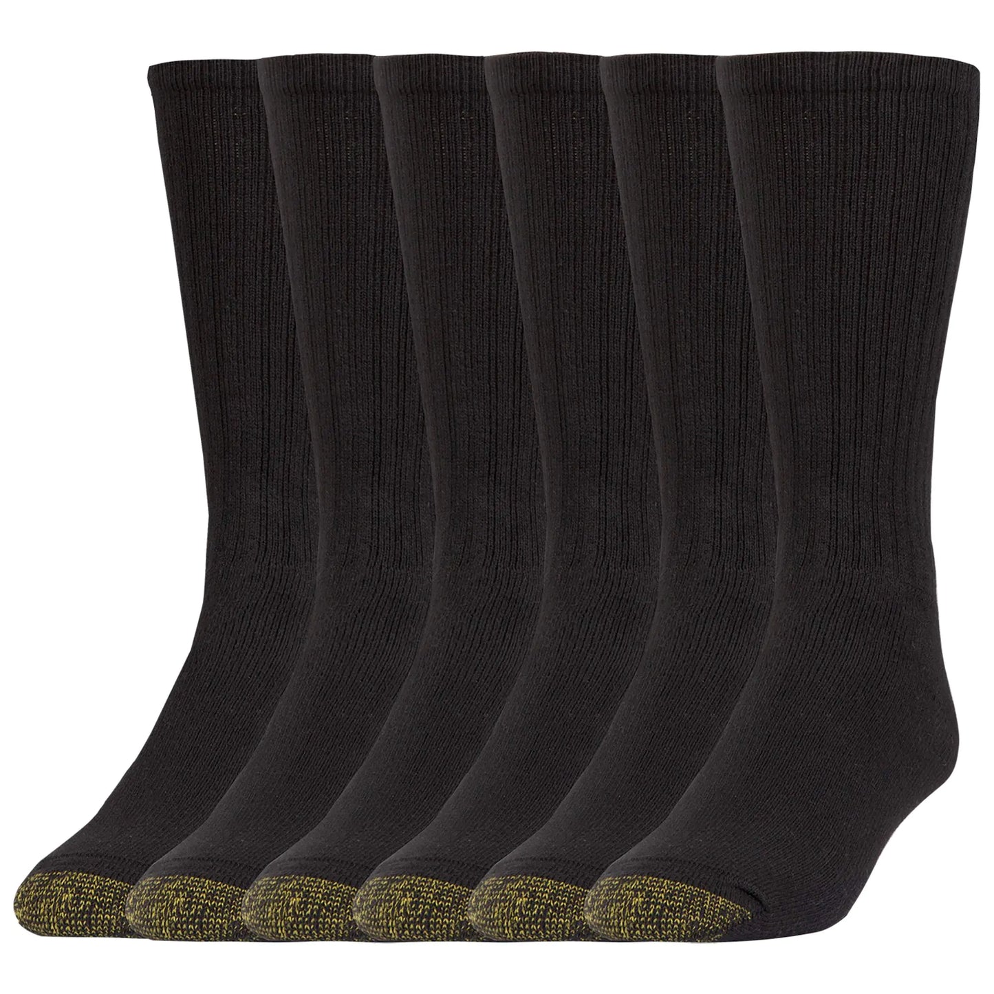 GOLDTOE Men's Harrington Crew Socks, Multipairs X-Large Black (6-pairs)