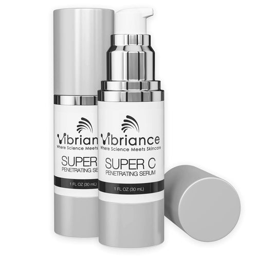 Vibriance Super C-serum for moden hud, laget i USA, alt-i-ett-formel fukter, strammer, løfter, glatter, retter seg mot aldersflekker, rynker, vitamin C-serum; 1 fl oz - pakke med 2 1 Fl oz (pakke med 2)