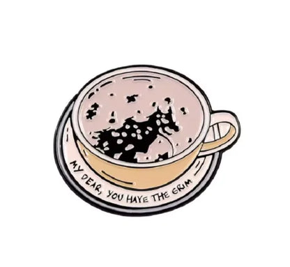 Cat & Coffee Enamel Pin Set