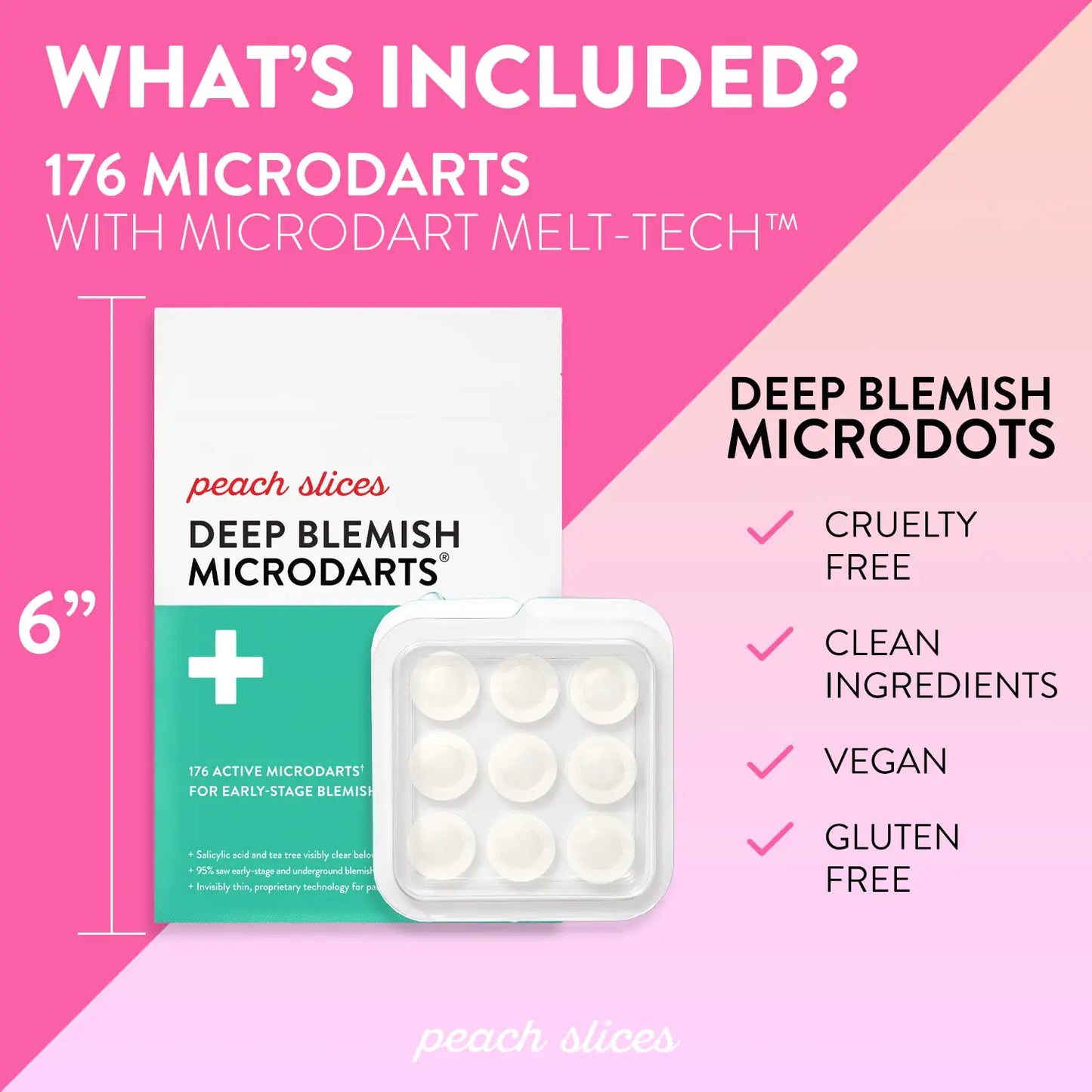 Peach Slices | Deep Blemish Microdarts | Acne Patch | Early Stage & Deep Pimples | Fast-Acting | Salicylic Acid | Tea Tree Oil | Niacinamide | Cica | Hyaluronic Acid | Spot Treatment | 9 Patches