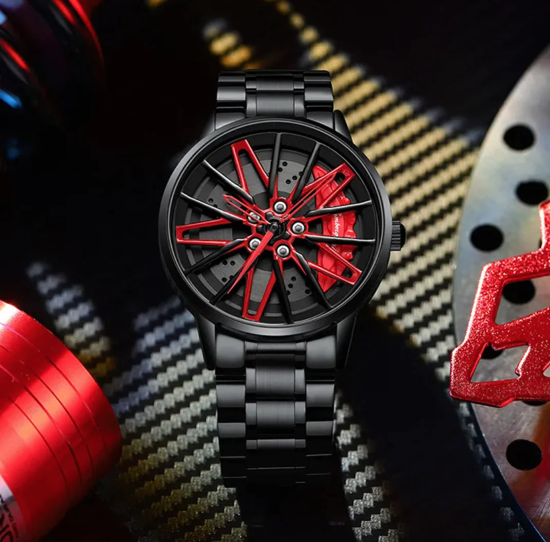 Reloj de cuarzo con diseño de coche 3D Hollow Kini