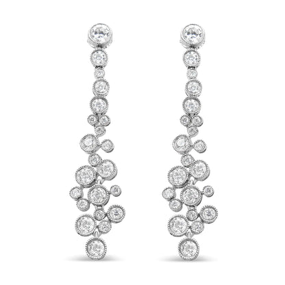 18K White Gold 3.15 Cttw Round Diamond Waterfall Drop Dangle Stud Earrings (H-I Color, VS1-VS2 Clarity)