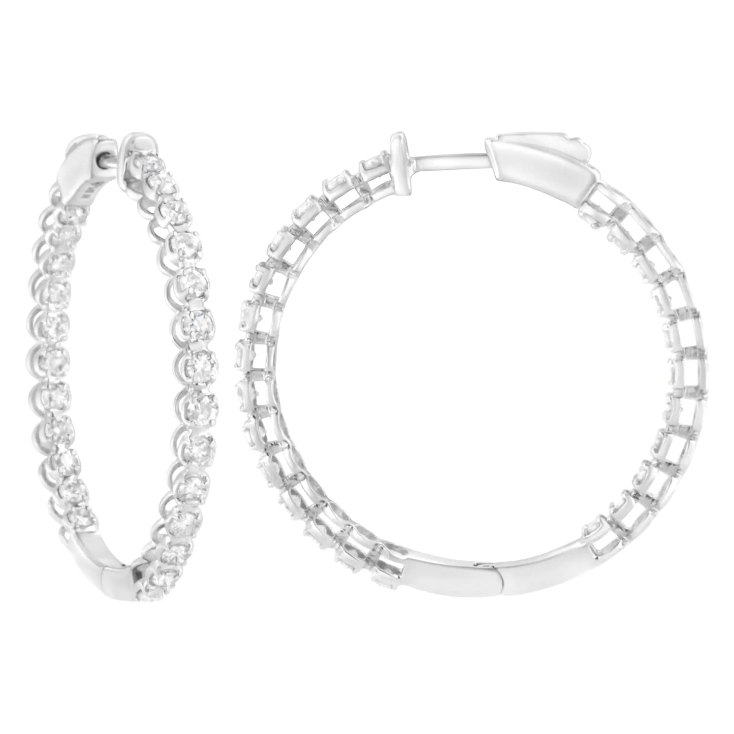 14K hvitt gull 2 ​​cttw Diamond Hoop øredobber (IJ Clarity, I1-I2 farge)