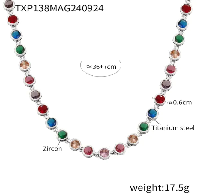 Titanium stål Zircon Color Mix Armbånd &amp; Halskjede Sett