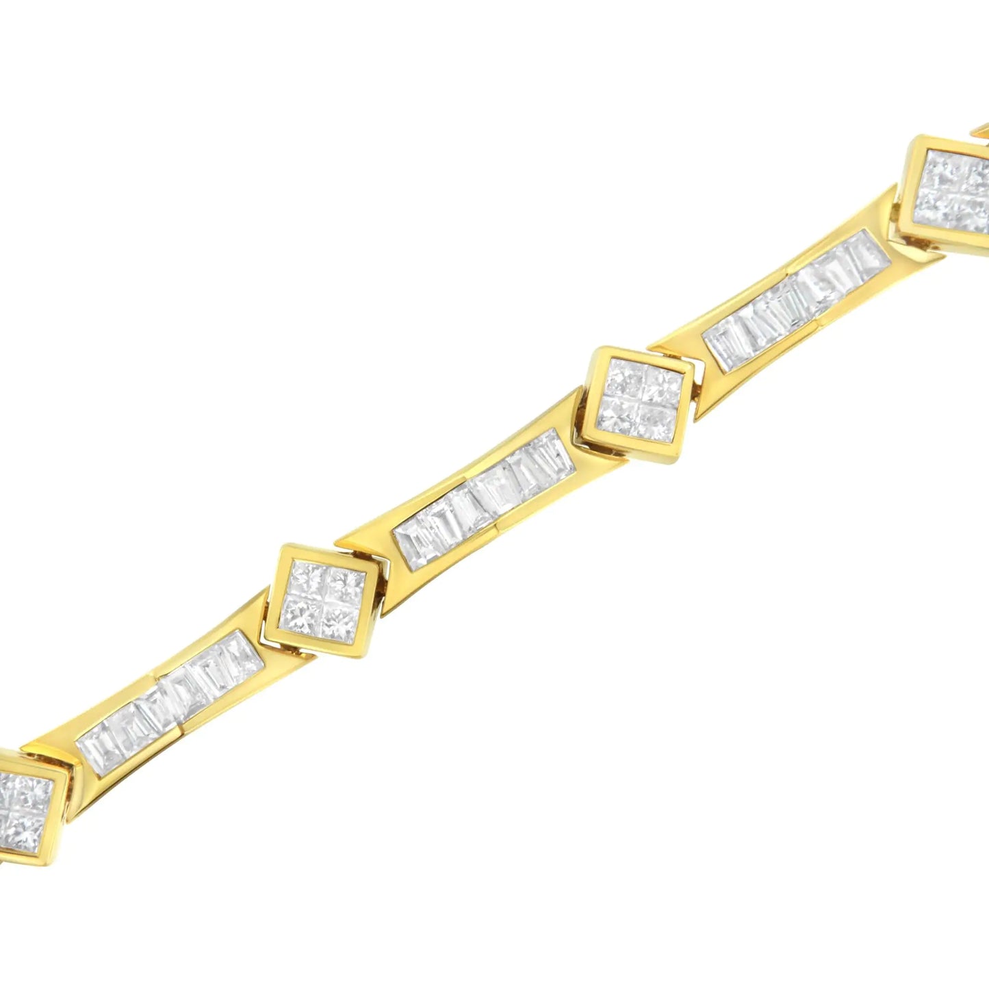 14K gult gull 5-3/8 Cttw Baguette &amp; Princess Cut Diamond 7" geometrisk link tennisarmbånd (HI farge, SI1-SI2 klarhet)