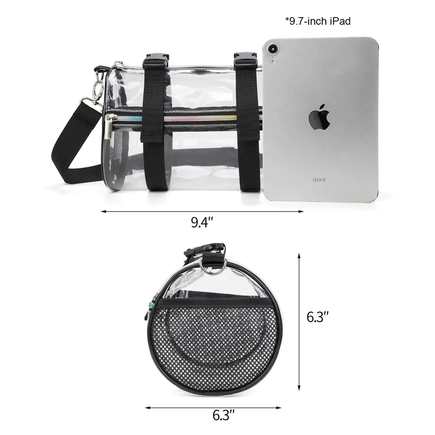 Bolso bandolera transparente - Bolso tipo cubo para conciertos, aprobado para estadios, 30 x 30 x 15 cm