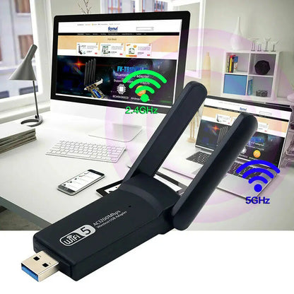 1200 Mbps pika ulatusega AC1200 kahesageduslikud 5 GHz traadita USB 3.0 WiFi-adapteri antennid