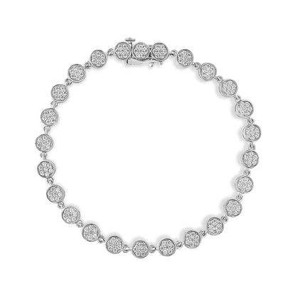 .925 Sterling Silver 2.0 Cttw Round Diamond Link Bracelet (G-H Color, I1-I2 Clarity) - 7.25"