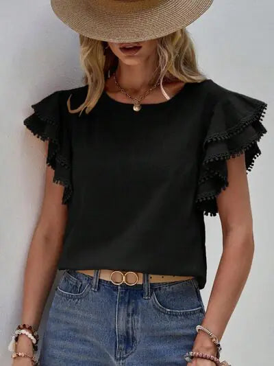 Blusa con mangas cortas y volantes Denise